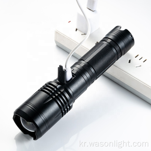 Wason High Grade XHP70 렌즈 조절 가능한 줌 손전등 2000 루멘 장거리 사냥 USB-C 충전 가능한 LED 토치